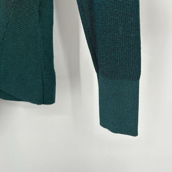 Chicos 1 Size M Side Twist Sweater Forest Green Ribbed Knit Long Sleeve - Picture 4 of 10